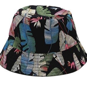 mashiaoyi reversible unisex bucket hat, leaves and black